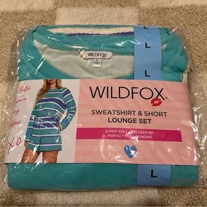 Wildfox Aqua Sweatshirt & Shorts Lounge Set